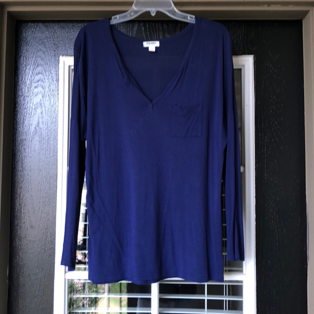 ❗️Navy Blue V neck long Sleeve Top